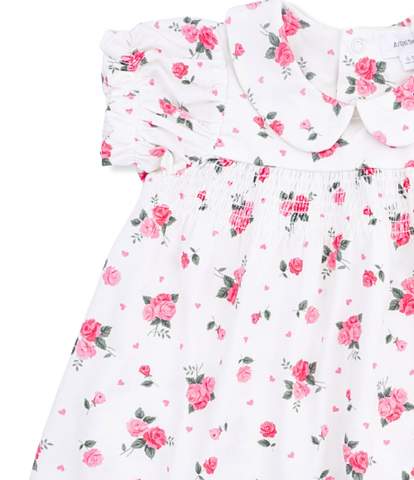 Pink Rosettes Smocked Dress