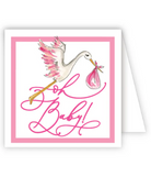 Oh Baby Pink Stork Enclosure Card