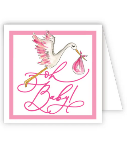 Oh Baby Pink Stork Enclosure Card