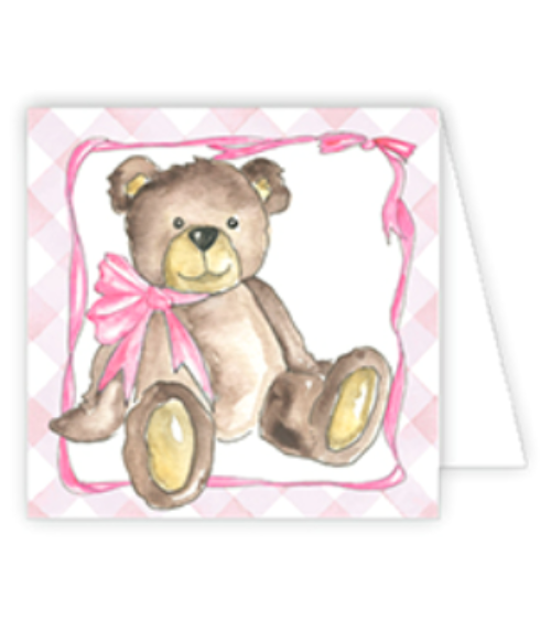 Pink Teddy with Pink Bow Enclosure Card