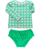 Pink Coastal Flutter LS Skirted 2-Piece Swimsuit