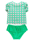 Pink Coastal Flutter LS Skirted 2-Piece Swimsuit