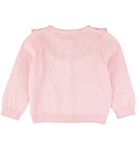 Pink Knit Ruffle Trim Cardigan