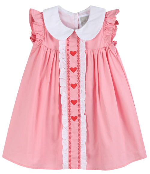 Baby Pink & Red Heart Ruffle Dress