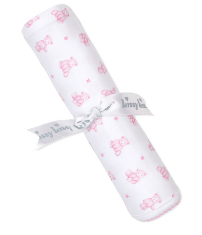 Kissy Teddy Bear Time Pink Blanket