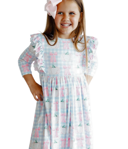 Pumpkin Picnic Ruffle Twirl Dress