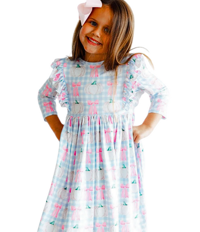 Pumpkin Picnic Ruffle Twirl Dress