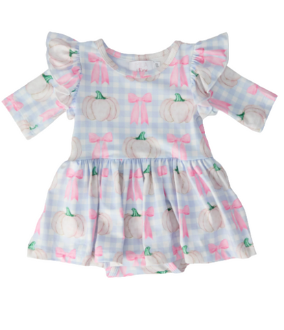 Pumpkin Picnic Twirl Flutter Bodysuit
