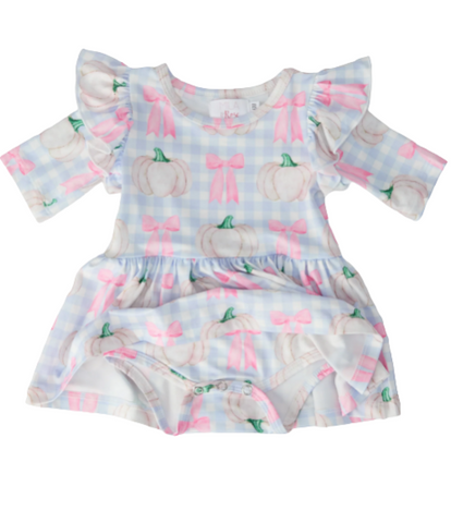 Pumpkin Picnic Twirl Flutter Bodysuit