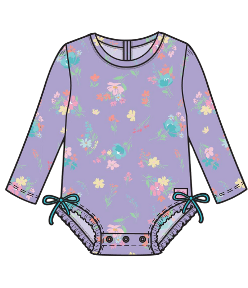 Purple Garden LS One Piece Rash Guard