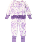 Purple Garden Toile Ruffle One Piece Pajama