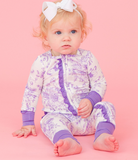Purple Garden Toile Ruffle One Piece Pajama