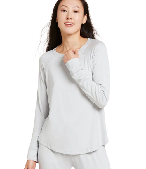 Raglan Bamboo Lounge Top in Dove Grey, Small