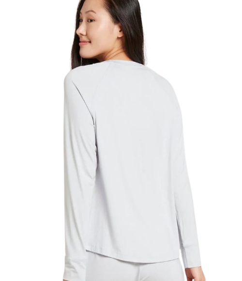 Raglan Bamboo Lounge Top in Dove Grey, Small