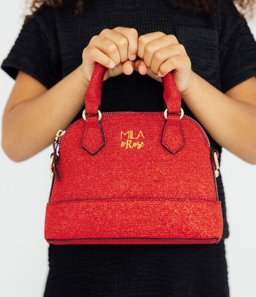 Girl's Red Shimmer Crossbody Purse