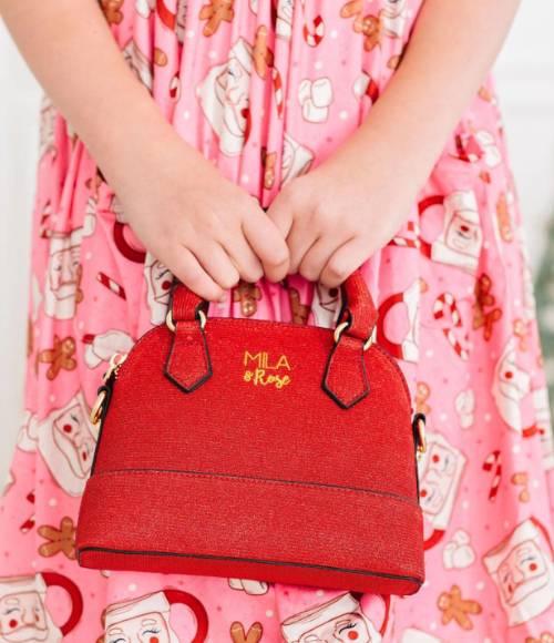 Girl's Red Shimmer Crossbody Purse