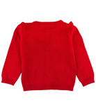Red Knit Ruffle Trim Cardigan