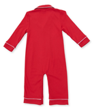 Red LS Piped Collar Romper