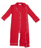 Red LS Piped Collar Romper
