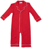 Red LS Piped Collar Romper