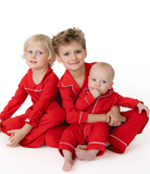 Ribbon Red LS Ruffle Collar Romper