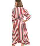 Nautical Striped Wrap Dress - Multiple Colors