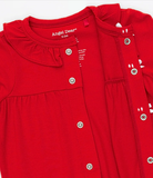 Ribbon Red LS Ruffle Collar Romper