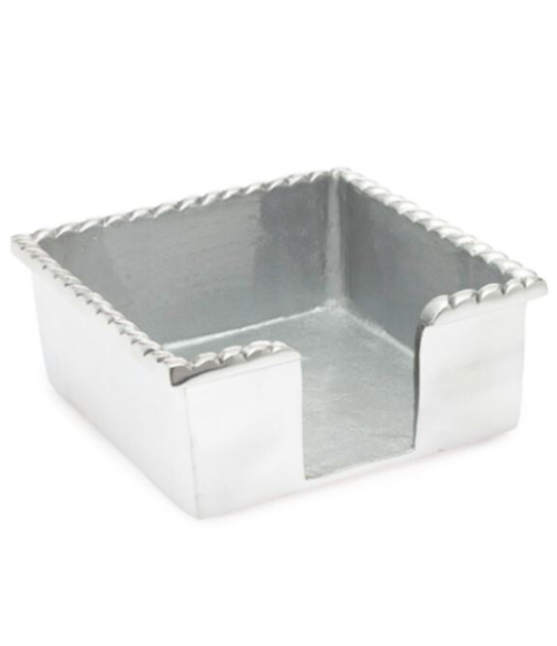 Rope Edge Pewter Cocktail Napkin Caddy