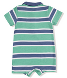 Rugby Stripe Green & Navy Polo Romper