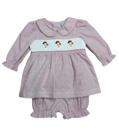 Santa Smocked Bloomer Set