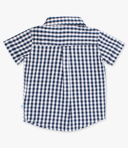 Navy Gingham SS Button Up