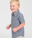 Navy Gingham SS Button Up