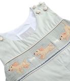 Sage Green Puppy Smocked Longalls