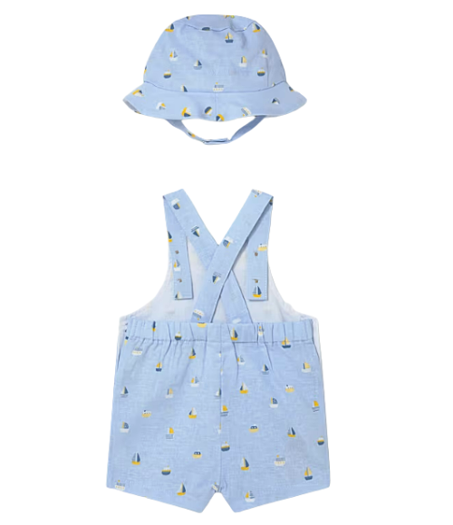 Sailboat Print Romper & Hat Set