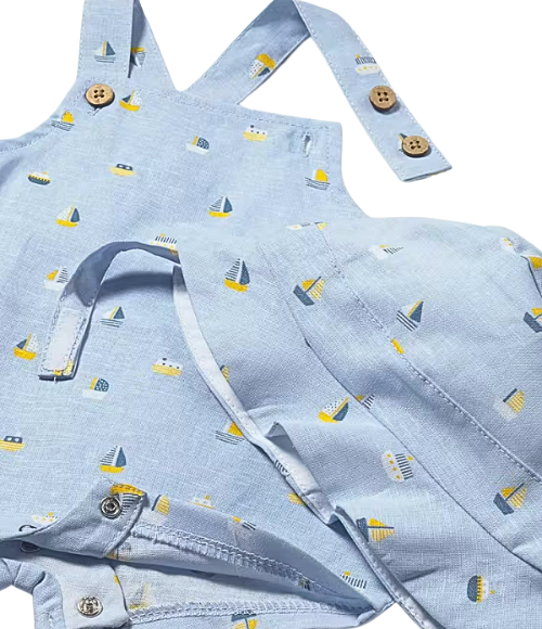 Sailboat Print Romper & Hat Set
