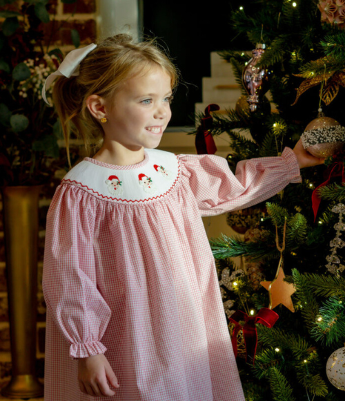 Santa Smocked Bishop Dress