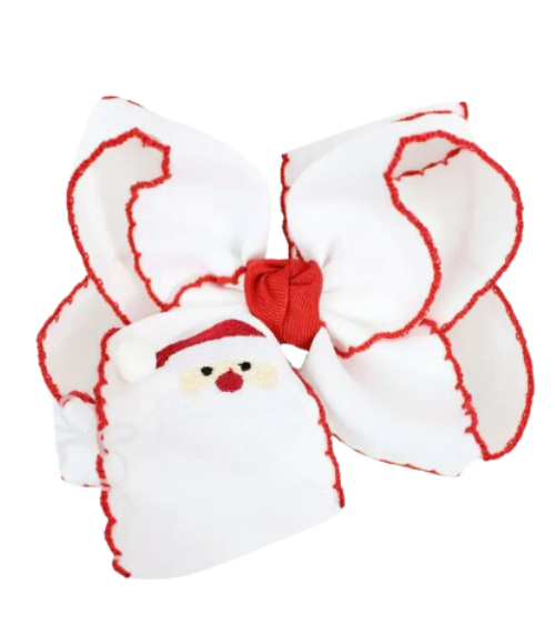 Santa Embroidered Grosgrain Bows