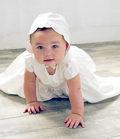 Scallop Christening Gown & Bonnet