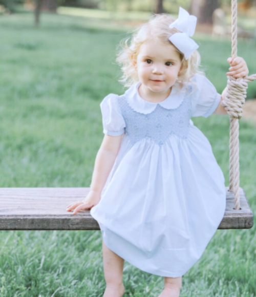 Scalloped Pearl Smocked Dress, 12M-4T