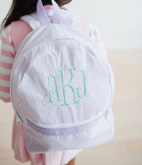 Small Seersucker Backpack in Lilac