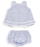 Seersucker Ric Rac Swing Top & Bloomer Set