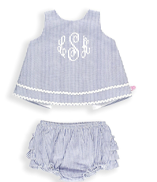 Seersucker Ric Rac Swing Top & Bloomer Set