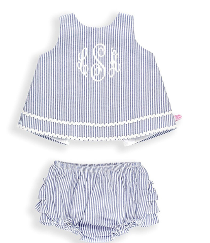 Seersucker Ric Rac Swing Top & Bloomer Set