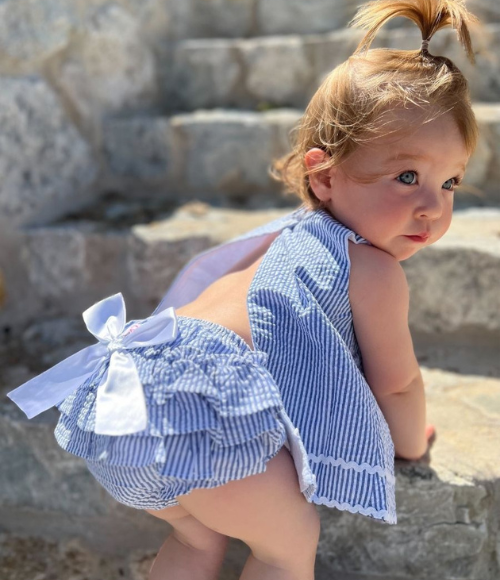 Seersucker Ric Rac Swing Top & Bloomer Set