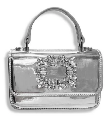 Silver Rhinestone Decor Patent Purse