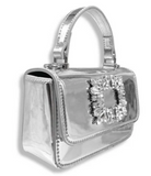 Silver Rhinestone Decor Patent Purse