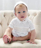 Smocked Cross Baby Boy Christening Set
