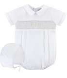 Smocked Cross Baby Boy Christening Set