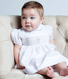 Smocked Cross Baby Girl Christening Set