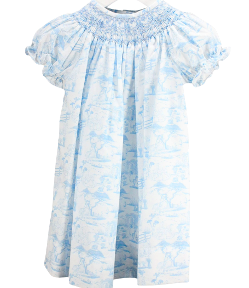 Smocked Easter Toile Dress